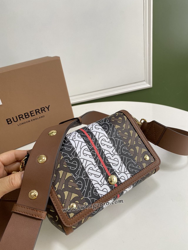 Burberry專門店新款斜背包 巴寶莉條紋環保帆布女士休閒肩背包 yxb1008